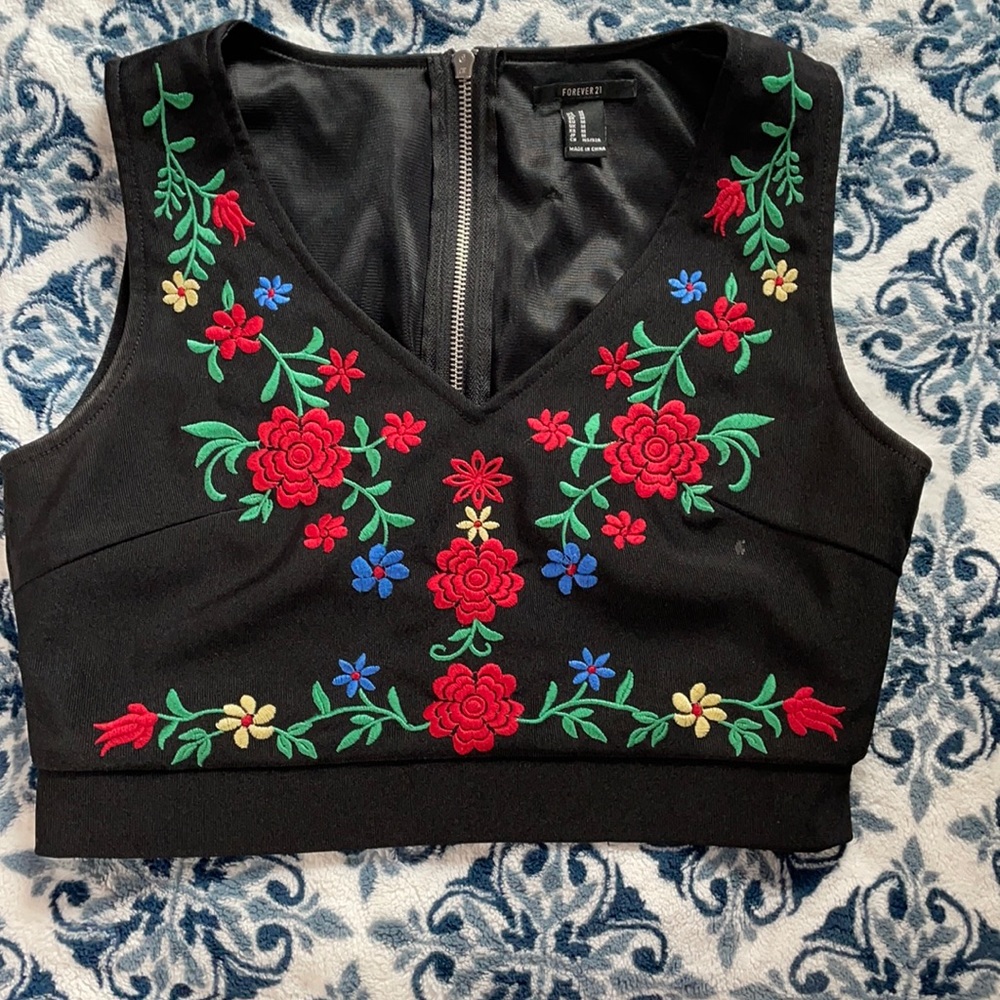 Floral crop tank forever 21